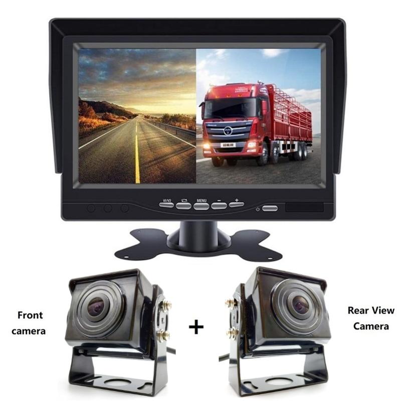 

2020 Update car DVR, 7 Inch HD 1024x600P IPS Screen AHD Car Monitor With 2 Channels for Truck Van Bus Parking Camera System