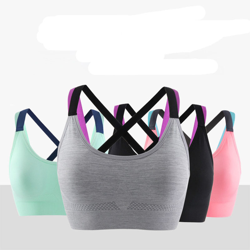 

2020 women's underwear bra cross beauty back breathable steel ring-free underwear new shockproof yoga running fitness sports bra