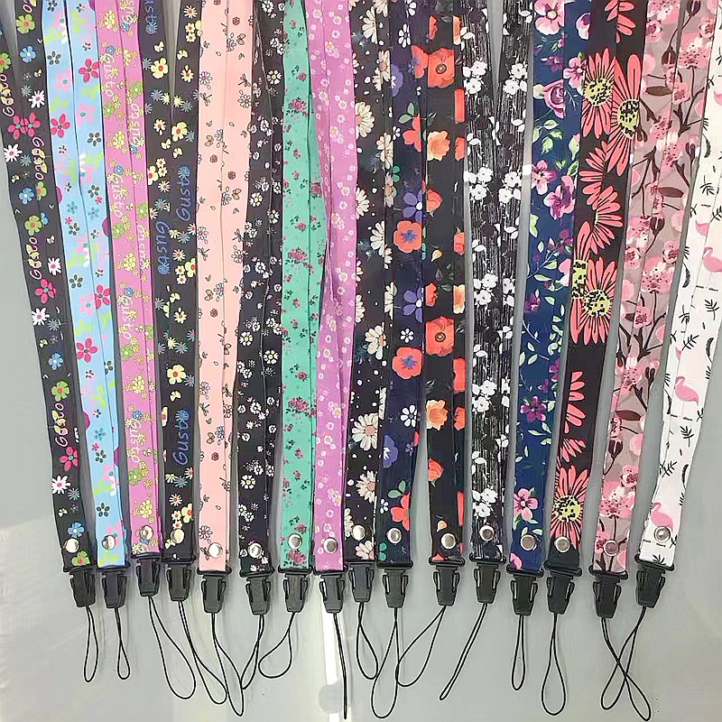 

designer keychain universal phone lanyard floral colorful anti-drop MP3/4 cell phone key chain lanyards wholesale