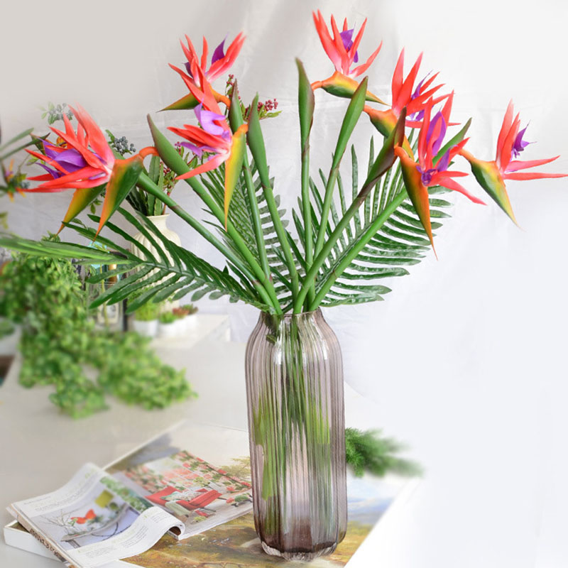 

82cm Strelitzia Reginae Artificial flower Bird Of Paradise Simulation Fake Flowers Home garden wedding bouquet decor, Red