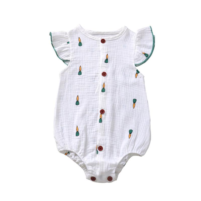 

Baby Romper Carrot cactus print girl Jumpsuits Outfits Clothes Flying sleeve O-collar Ruffle Single-breasted cute sweet style, Ye
