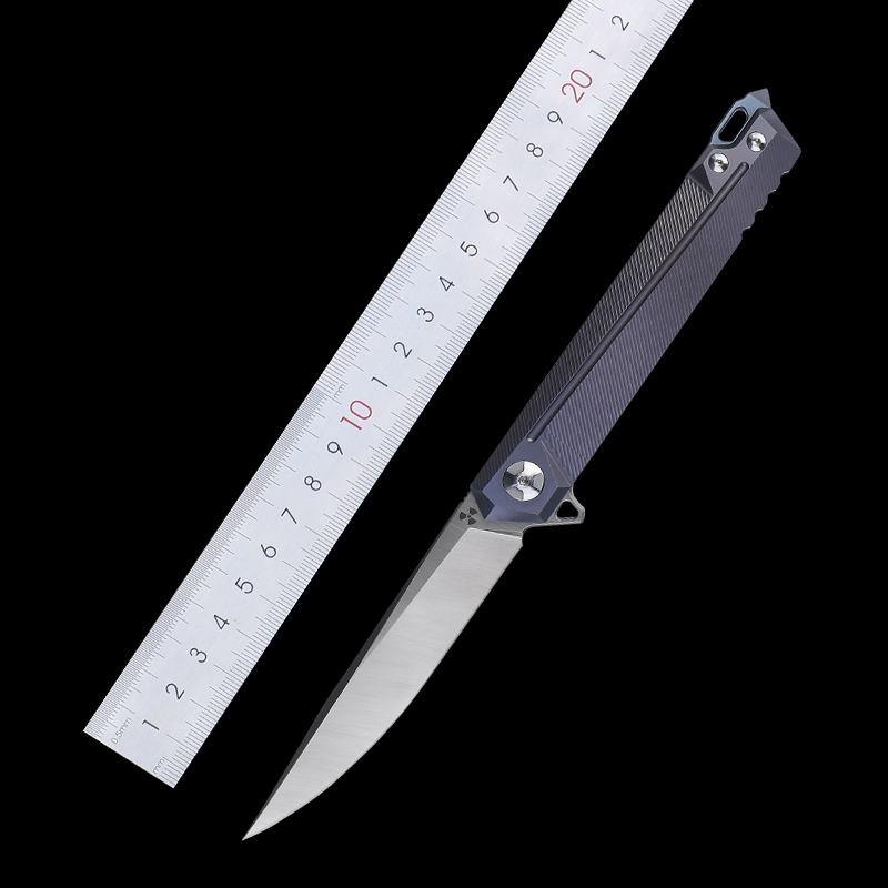 

S35vn powder steel folding knife, T4 titanium alloy handle outdoor survival portable self-defense household fruit knife EDC knife