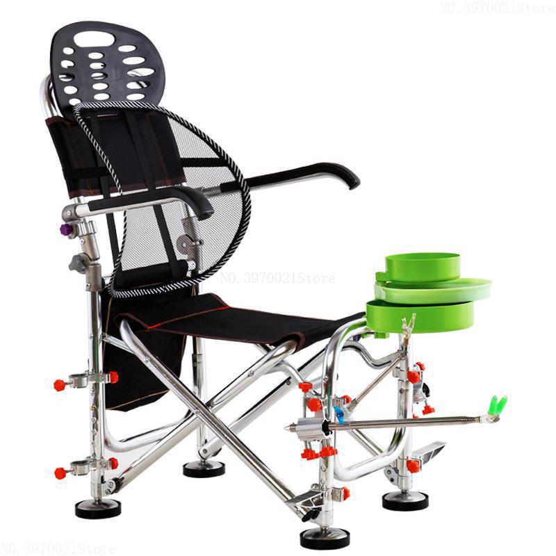 

Outdoor Folding Fishing Chairs Rotatable adjustment Portable Aluminum Alloy Chair with Fishing rod support