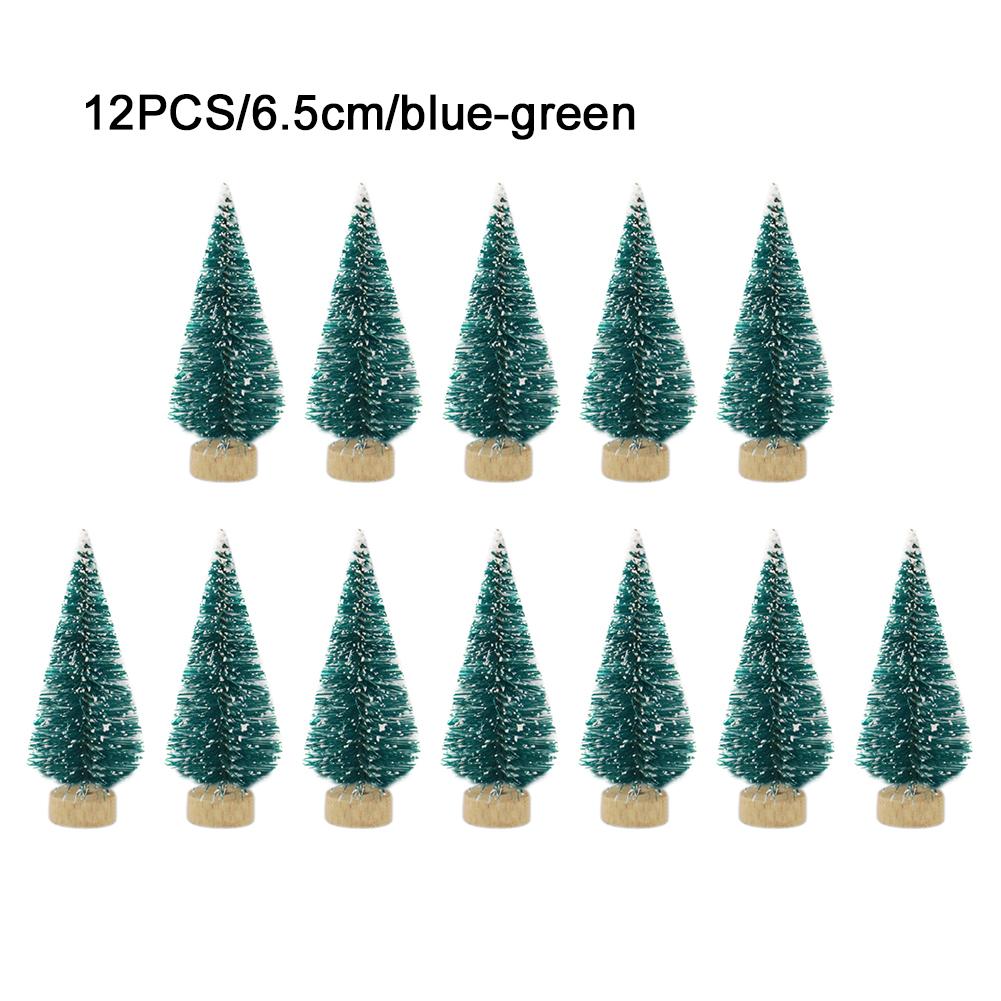 

12-Piece Mini Christmas Tree Sisal Silk Cedar Decoration Small Felt Christmas Tree Gold Silver Green White New Year Little