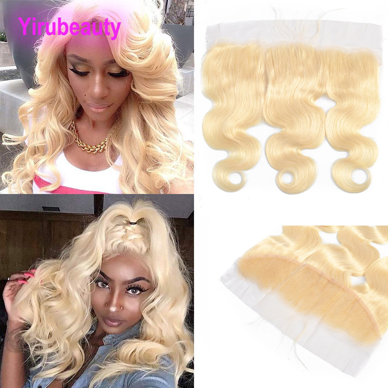 

Malaysian Body Wave 613 blonde Virgin Human Hair 13X4 Lace Frontal Pre Plucked Ear To Ear Lace Closure 13 By 4 Frontals, Black;brown