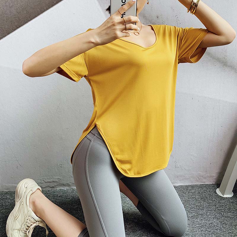 

Women Breathable Quick-Dry Short Sleeved O-Neck Running Yoga T-shirt Loose Exercise Top Fitness T-Shirts Sport Tees Workout, Black