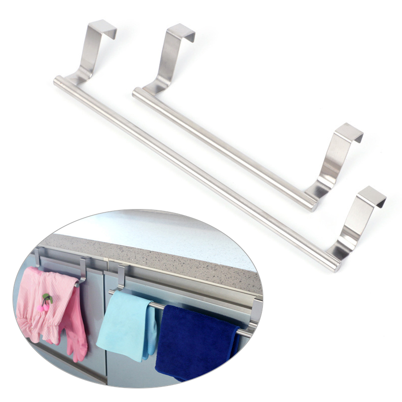 

Fashion 1pc Rack Hanging Sundries Bathroom Cabinet Door Towel Stand Kitchen Cupboard Hanger Stainless Steel Storage Shelf