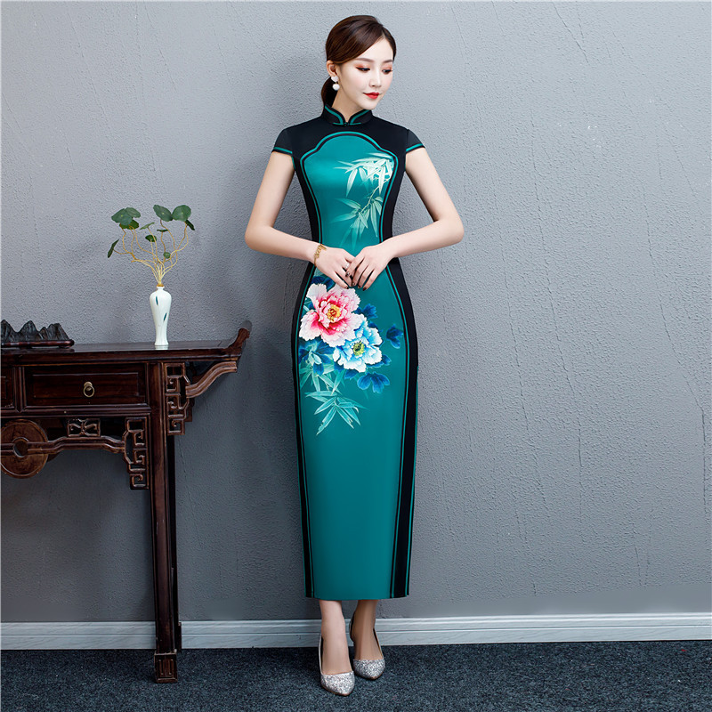 

Plus Size 4XL New Red Female Satin Traditional Chinese Dress Embroidery Short Sleeve Elegant Qipao Vintage Oriental Cheongsam