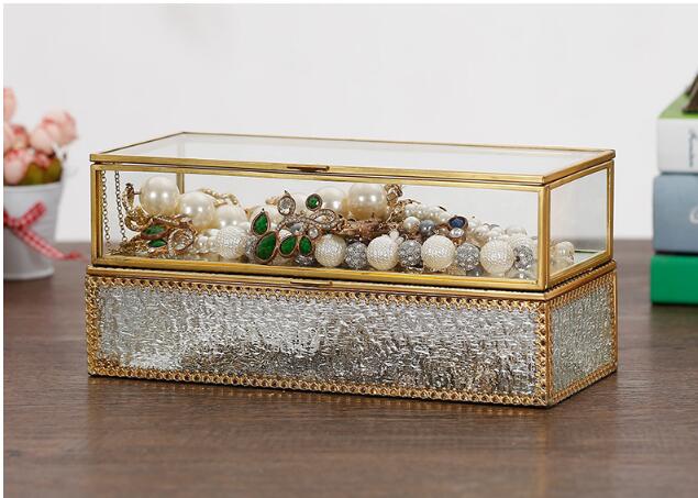 Purl diamond grain glass Storage Boxes micro landscape geometric crafts flower house European jewelry box gift-image-518962062