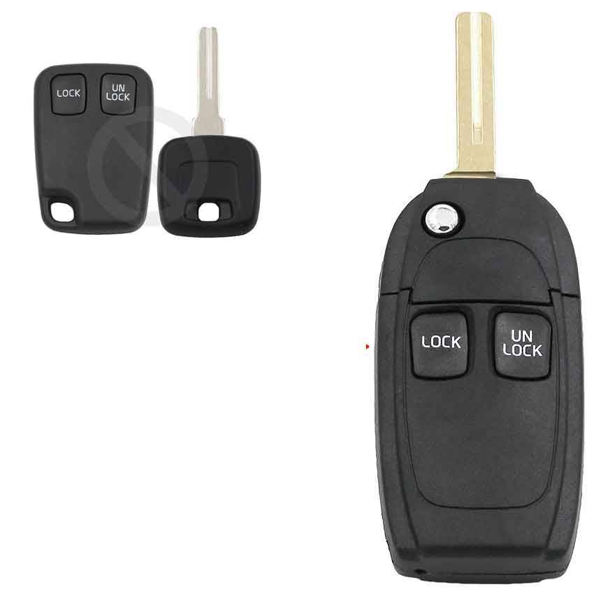 

Button Conversion Remote Key Case Shell Car Key Housing For Volvo C70 S40 S60 S70 S80 S90 V40 V70 V90 XC70 XC90 Uncut Blade, Black