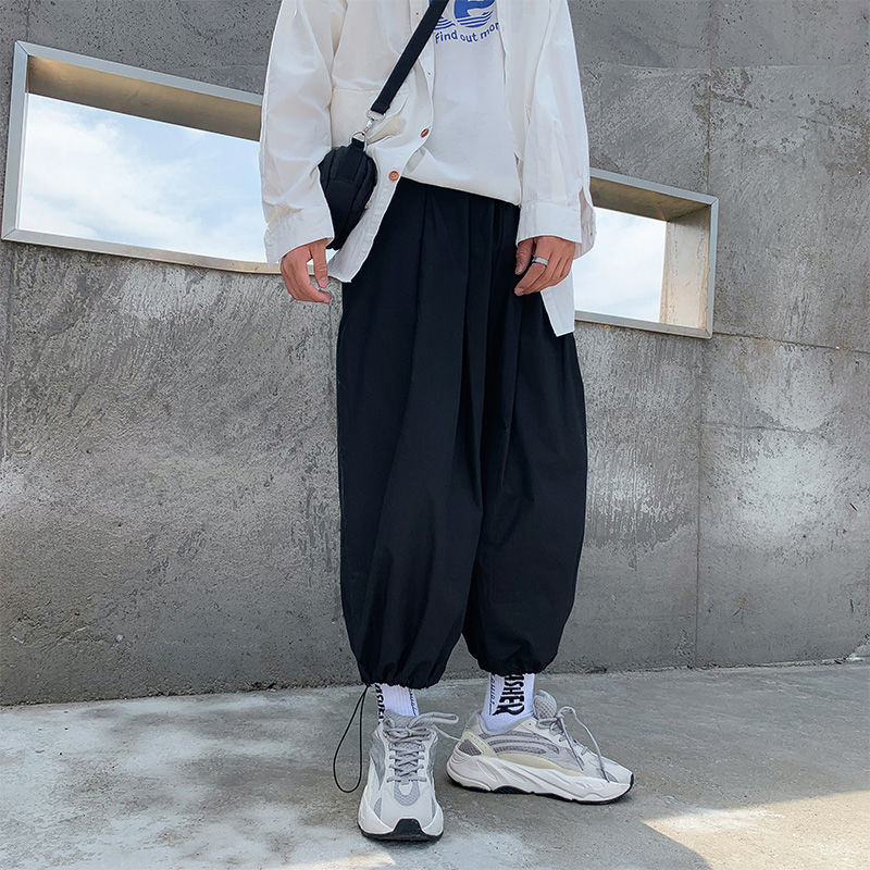 

2020 Spring And Summer New Korean Beam Feet Casual Wild Sports Harlan Tide Male Loose Trousers Bloomers, Black