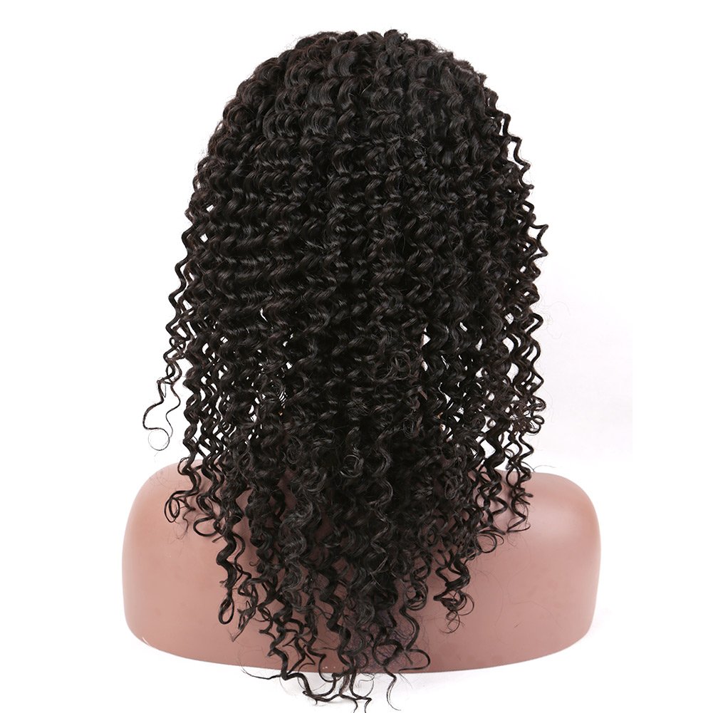 

Human Virign Hair Kinky Curly Lace Frontal Wigs Full Lace Hair Wig Medium Cap Size with Combs for Black Women Natural Color Density Bella Hair