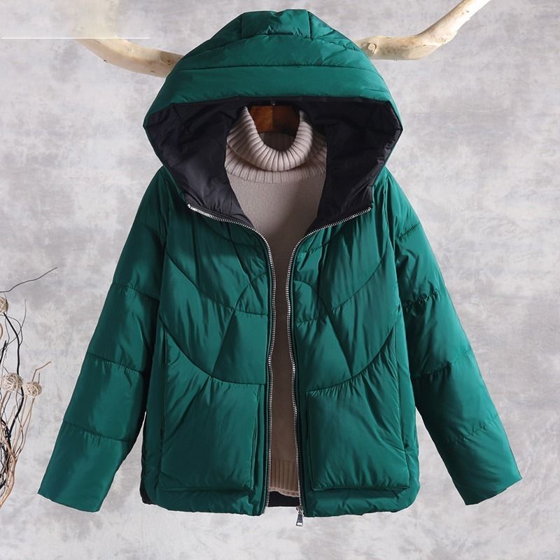 

wrinkled down cotton suit short 2019 new Korean version loose cotton coat thickened large size cotton-padded jacket winter coat, Beige