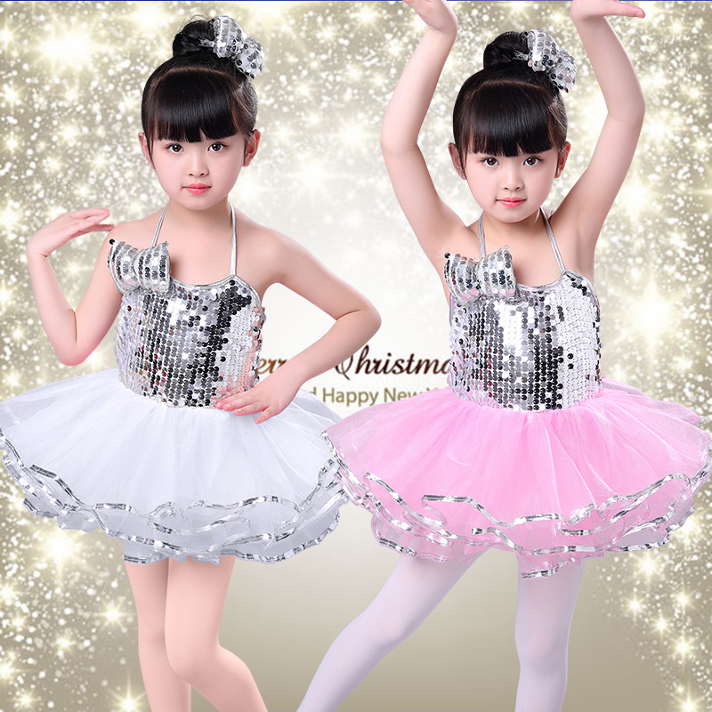 

Children Girls Kids Newest Christmas Gift Sequins Fancy Party Costumes Cosplay Girls Ballet Tutu Dress Dancewear Leotard Dress, Pink