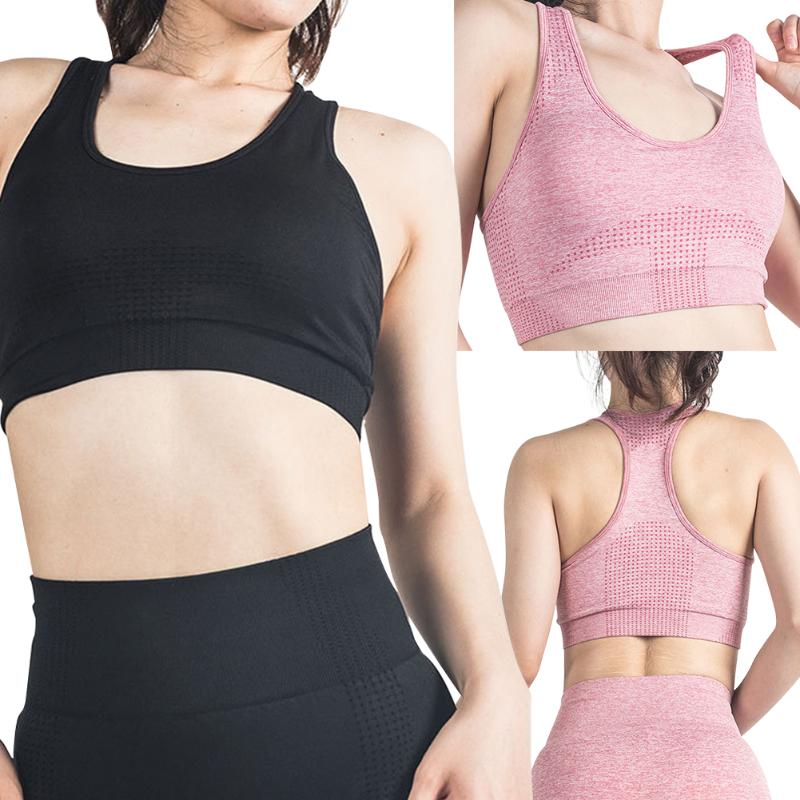 

Women Sports Bra Padded Yoga Underwear Breathable Fitness Push Up Tank Top Gym Running Yoga Shockproof Sports Bras Vest Tops, Black