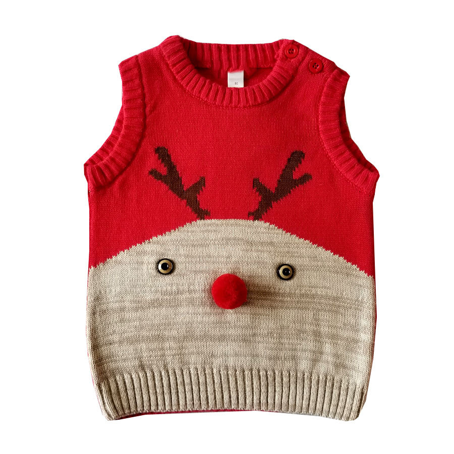 

Toddler Kids Girl Boy Winter Christmas Deer Sweater Knitted Warm Vest boys sweaters baby sweater baby girl clothes pull fille