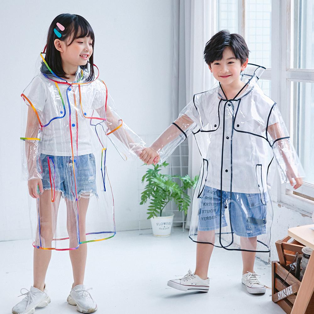 New Style 1Pc High Quality Fashion Kids Waterproof Transparent Long Boys Girls Clear Raincoat Jacket Hooded Four Sizes Available RfNQC