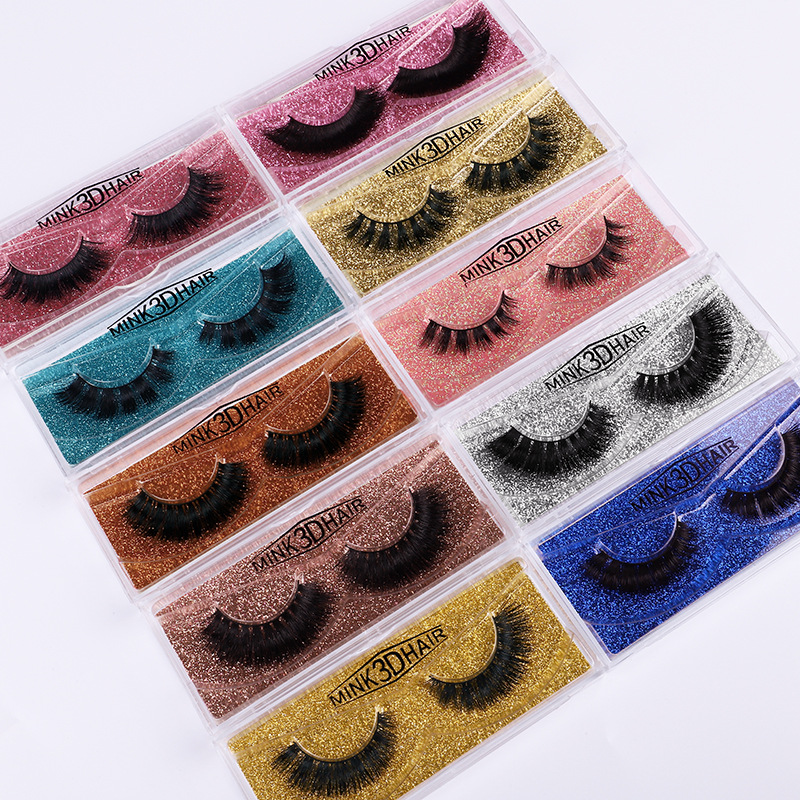 

Fashion new pure handmade color card 3D mink fake eyelash three-dimensional multilayer eyelash box hot sale