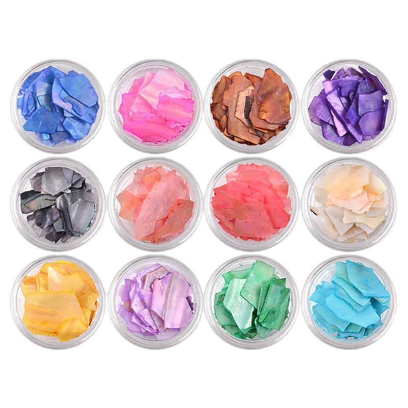

Slice Gradient Gravel Shell Sheet 3dGlitter Nail Art Decoration 12 Colors Irregular Shell Flakes Set Natural Crushed Stone Thin, White