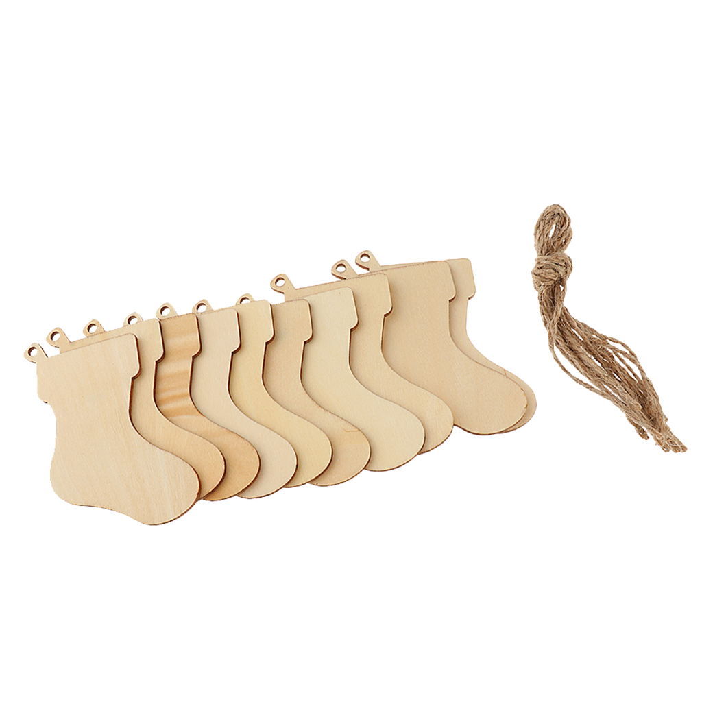 

20pcs Set Blank Christmas Tree Sock Pendents Ornaments Hanging Wooden Tags Wood Cutouts Ornaments
