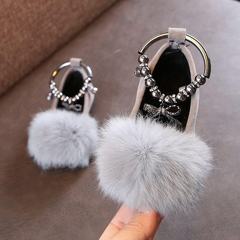 

Kids Girls Children Plush Velvet Warm Faux Fur Loafer Shoes For Teens Girls Princess Party Wedding Shoes Shoe New 2020 Red black, Grey