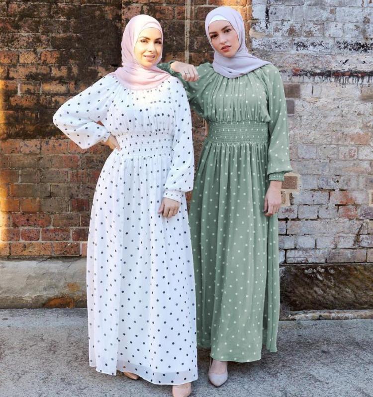 

Fashion Ramadan wave printed Abaya Hijab Muslim Dress female was thin Caftan Turkish Islamic Kaftan Robe Musulman Abayas F1376