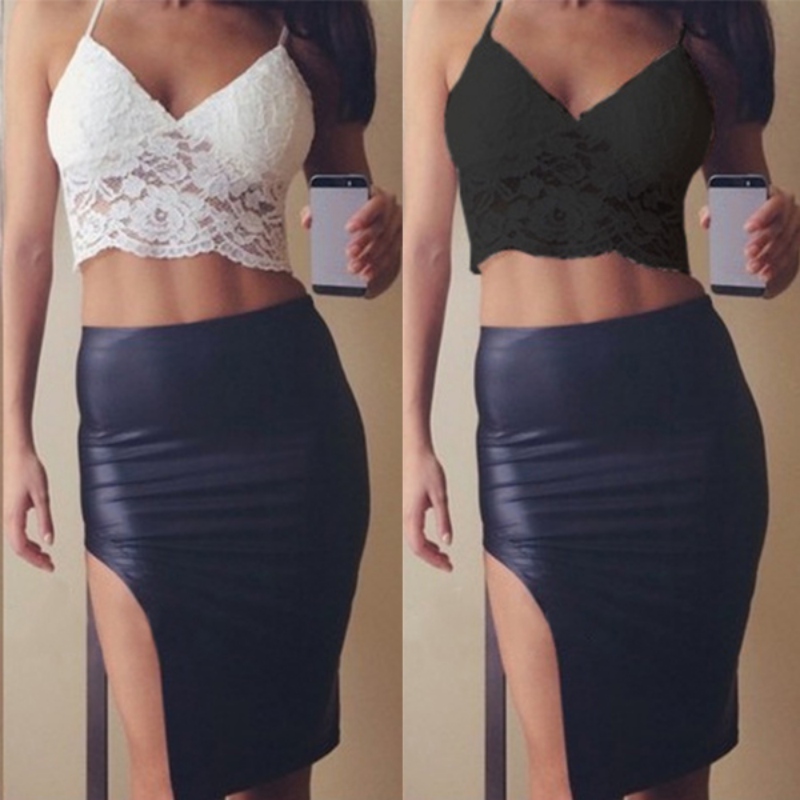 

Sexy Women Tanks Crop Tops Boho Translucent Underwear Sheer Lace Bralette Lingerie Bra Female Top Clothing, White