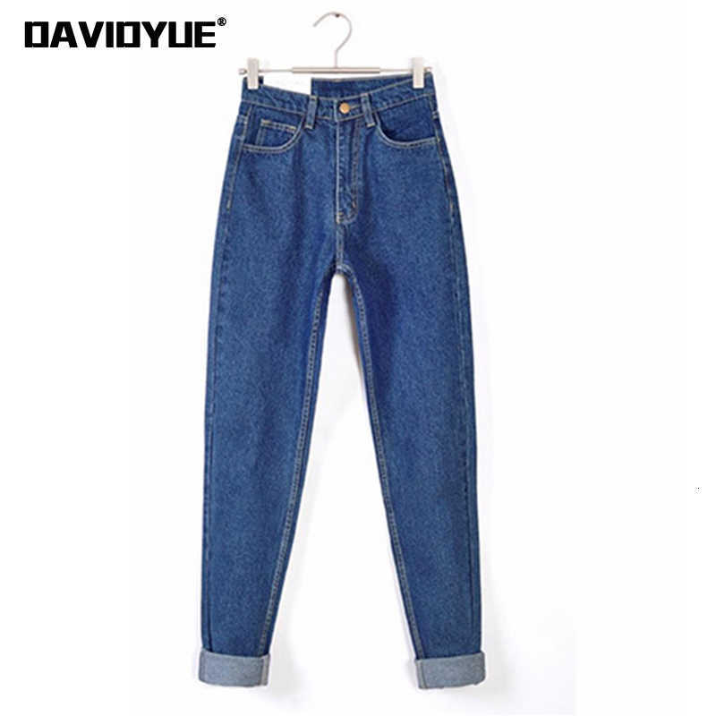 

Vintage high waist jeans woman 2019 skinny black blue mom boyfriend jeans for women denim pants female trousers streetwear LY191203