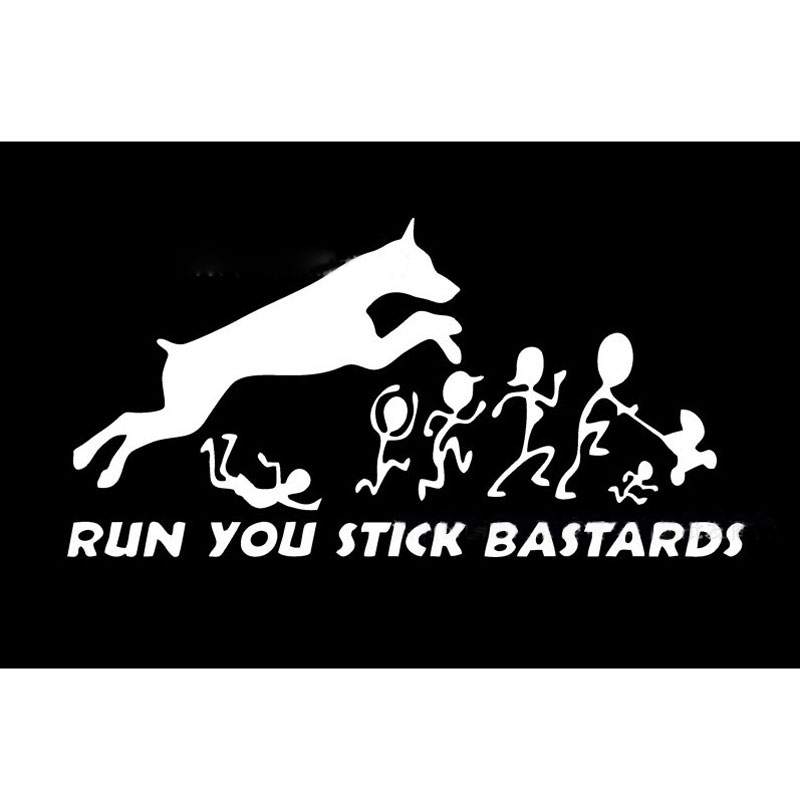 1PCS RUN YOU STKK BASTARDS Home Car Stickers Vinyl Funny Tail Reflective Decals-image-450203406