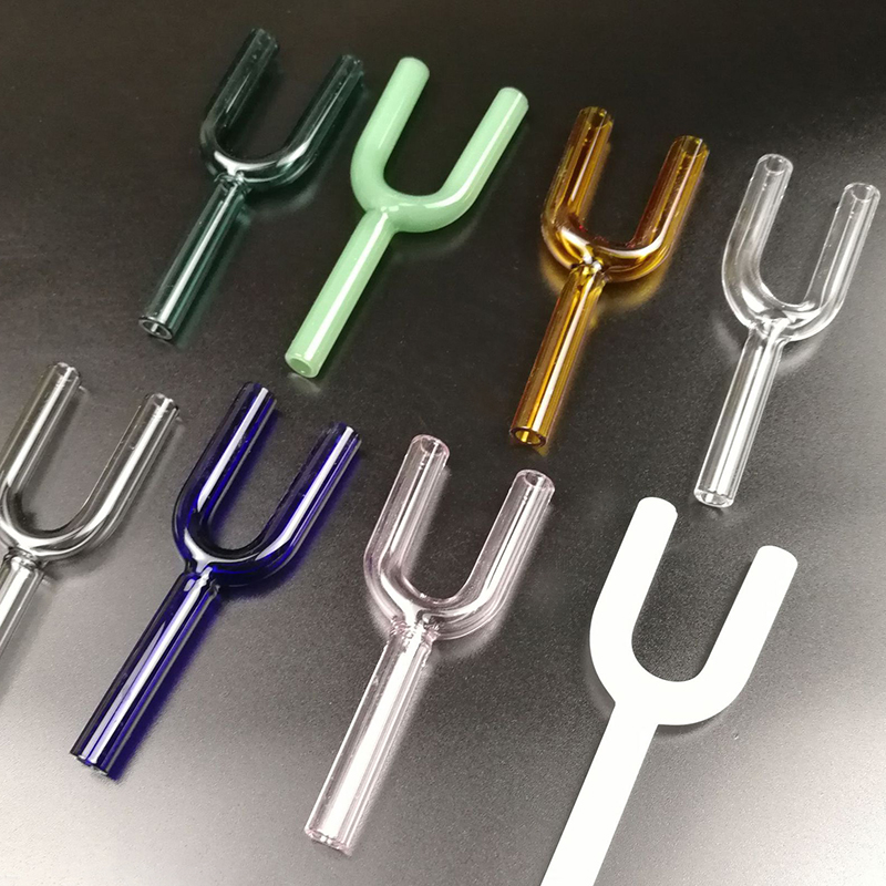

Colorful Pyrex Glass Snuff Snorter Tube Y Shape Dual Hole Joint Holder Roll Rolling Paper Cone Smoking Hand Pipe Thick Hand Made Sniffer Unique