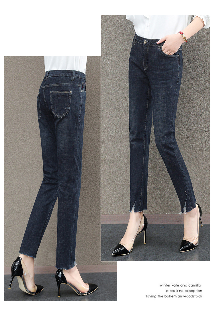 

Deep Blue Harlan Tencel Jeans Trousers Female Thin Section Loose Trousers