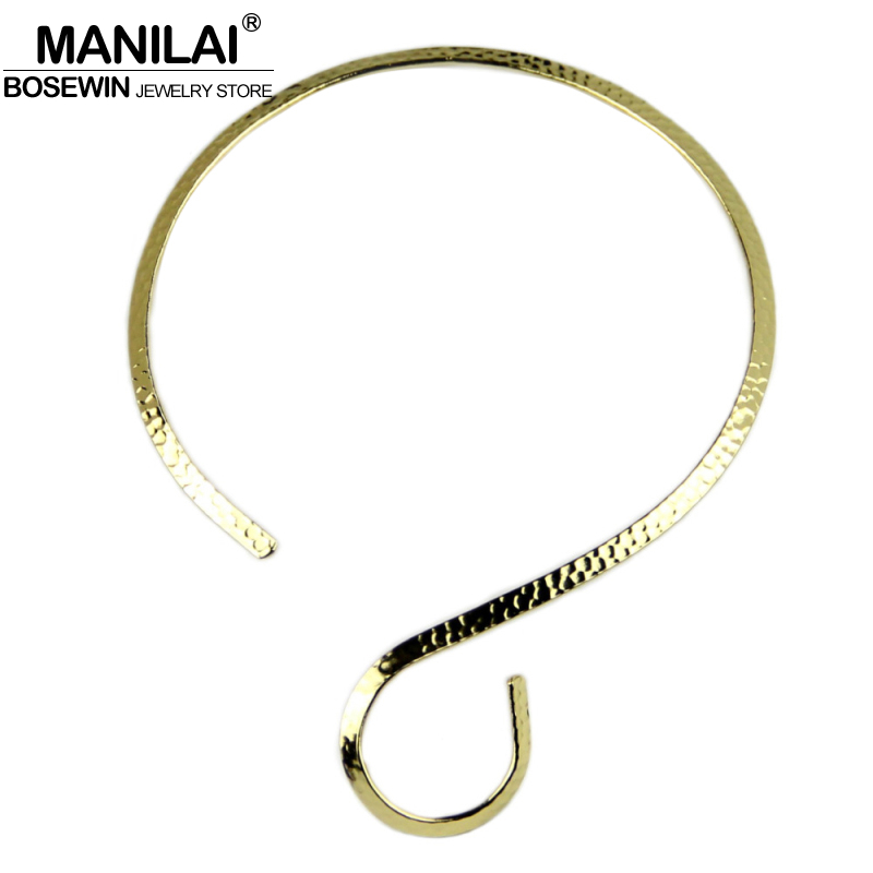 

MANILAI Big Fashion Personality Punk Choker Necklaces Maxi Jewelry Metal Torques Choker Women Bib Collar Statement Necklaces