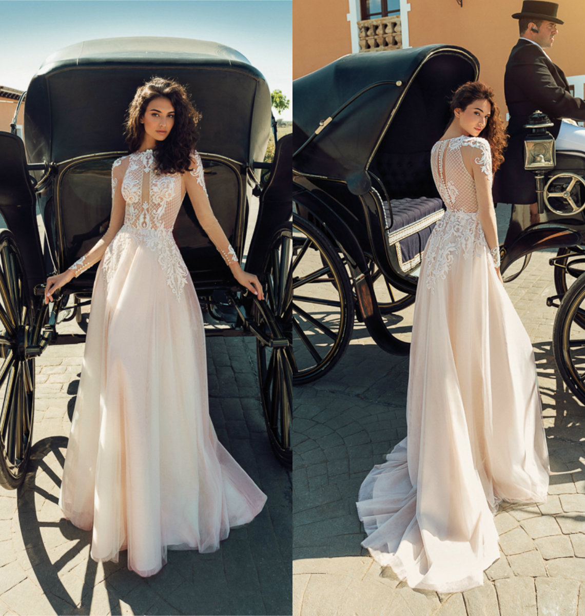 gorgeous a line wedding dresses lace apliques beach jewel sheer long sleeve wedding gown custom made sweep train robes de marie hot sell