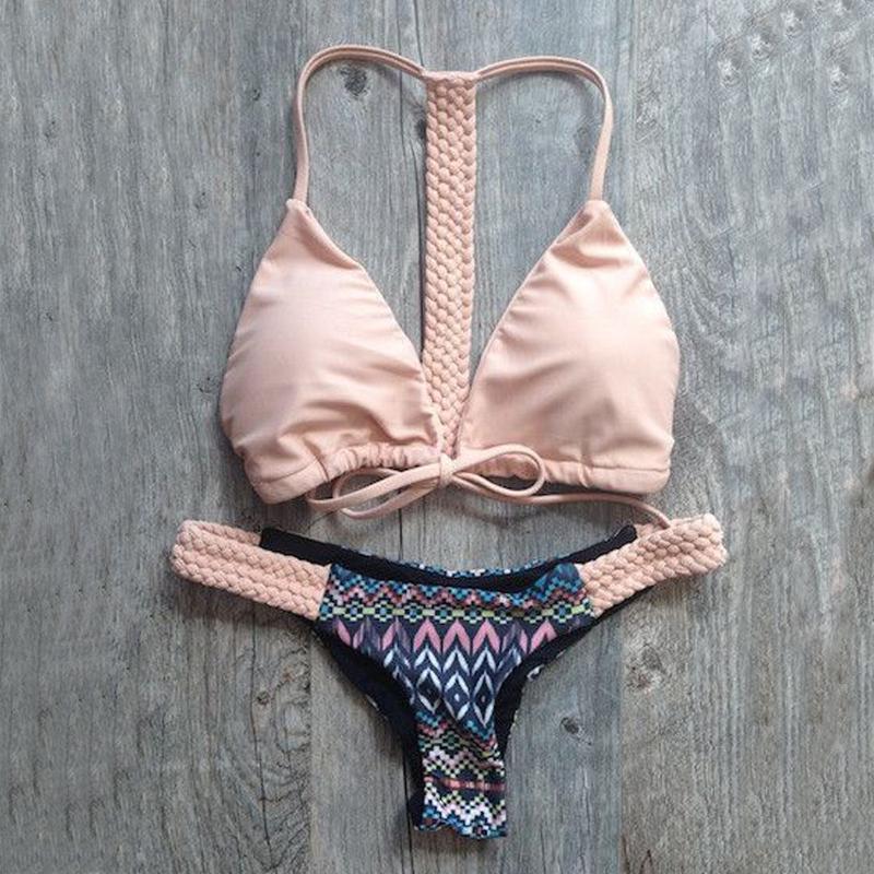 

New 2020 Bathing Suit Women High Waist Thong Bikini Hot Selling Braided Rope Swimwear Women' Sexy Bikini Bathing Suit