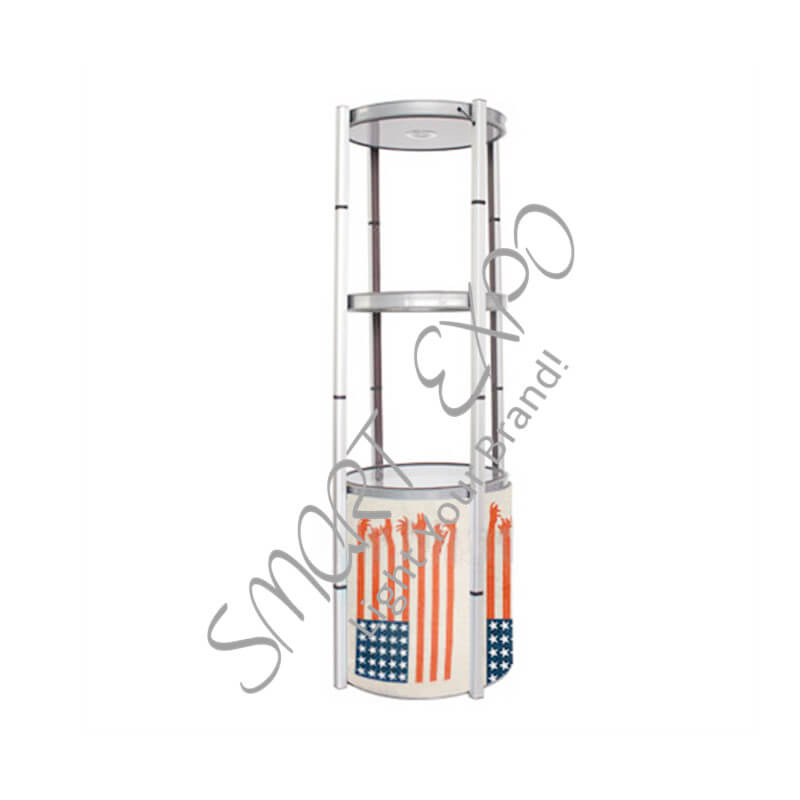 

4-Layer Exhibition Display Rack with Twist Aluminum Structure Transparent Lens Cover Top LED Light Easy Carry Bag