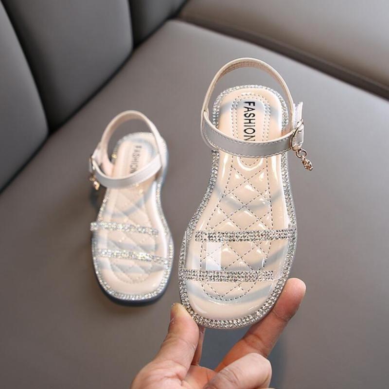 

2020 Summer Kids Sandals For Girls Princess Shoes Children Beach Little Girls Open Toe Flat Casual Sandals Fashion Party, Green