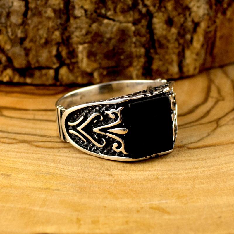 

925 Sterling Silver Ring for Men with Black Onyx Stone