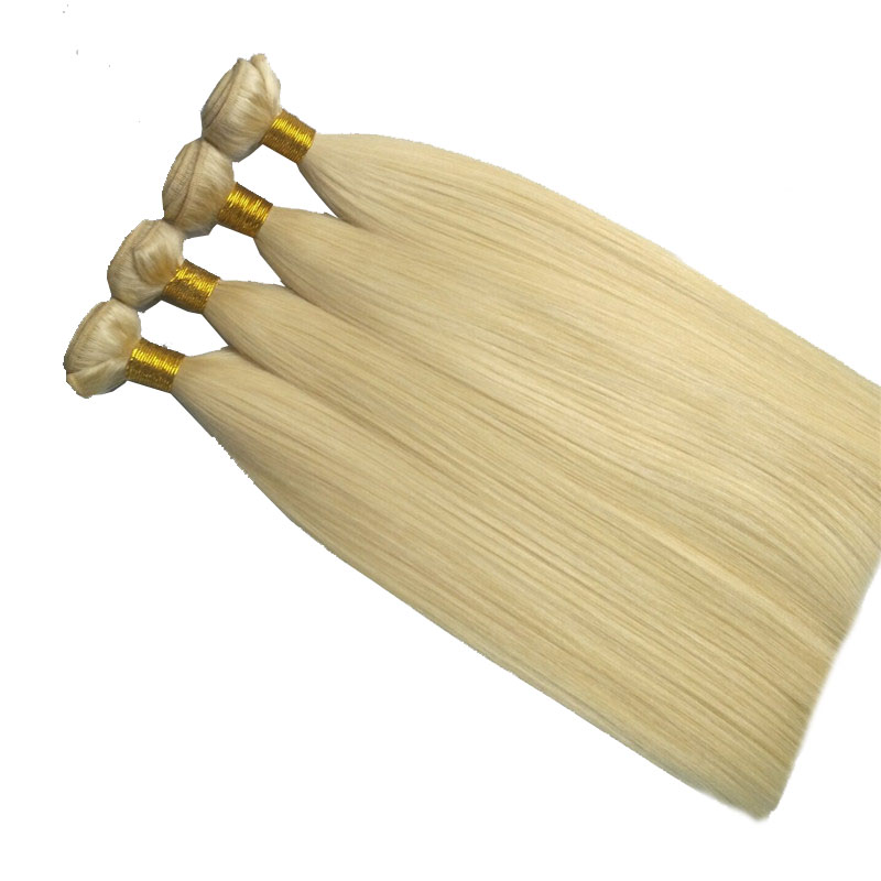 

Bleach Blonde Color 613# Brazilian Peruvian Malaysian Indian Straight Virgin Human Hair Weaves Bundles Remy Hair Extensions 16-24 inch