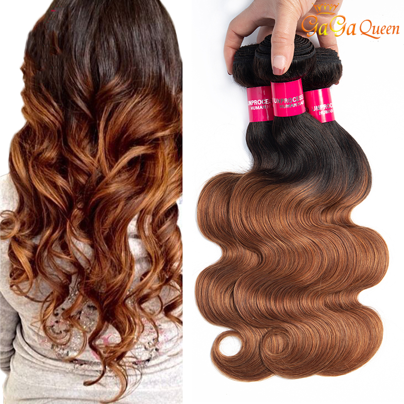 

Ombre Brazilian Body Wave Human Hair Extensions 3Pcs Lot Two Tone Brazilian Virgin hair Body Wave 1b 30 Ombre Brazilian Hair Bundles, Ombre color