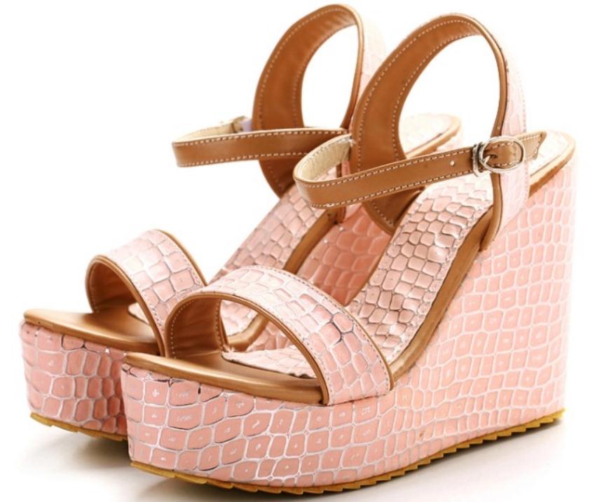 

2019 Women's Sandals in Summer with New style Slope heel Thick bottom waterproof table #36, Pink