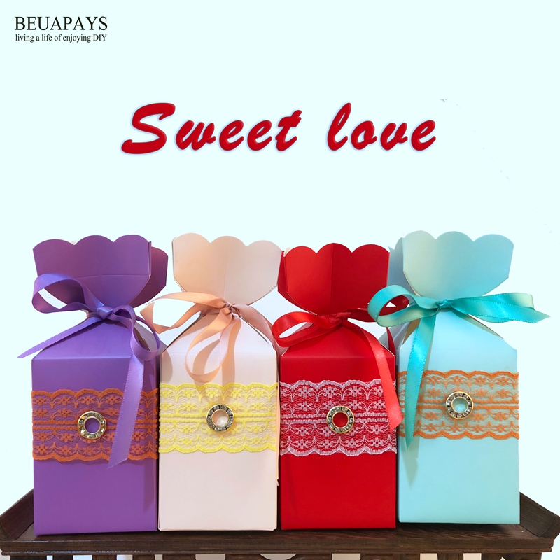 

15pcs candy box with lace and Rhinestone wedding decoration home baby shower birthday gift box festival party favors packaging