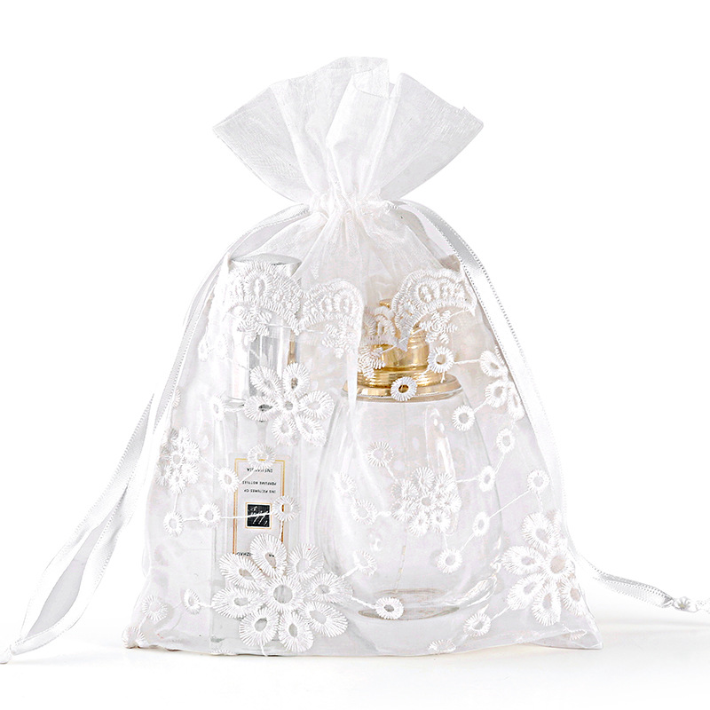 White Organza Storage Bags Wedding Favor With Drawstring Premium Elegant Jewelry Pouches Party Festival Gift Candy Bag 16 x 23cm 1222129-image-458817374