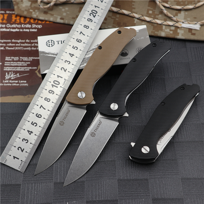

TIGEND 1810 knife blades folding pocket fixed blade knives hunting knife survival EDC utility outdoor tactical G10 Ball Bearing D2 Steel