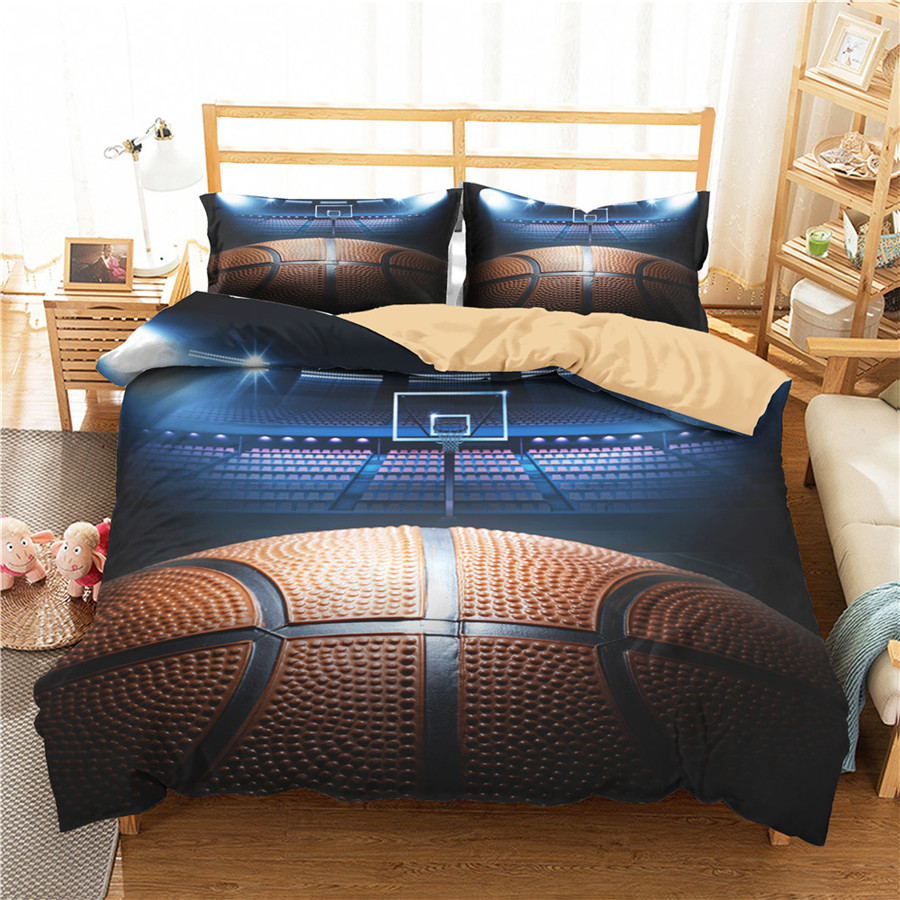 

A Bedding Set 3D Printed Duvet Cover Bed Set Sport Basketball Home Textiles for Adults Bedclothes with Pillowcase #LQ14, As pic