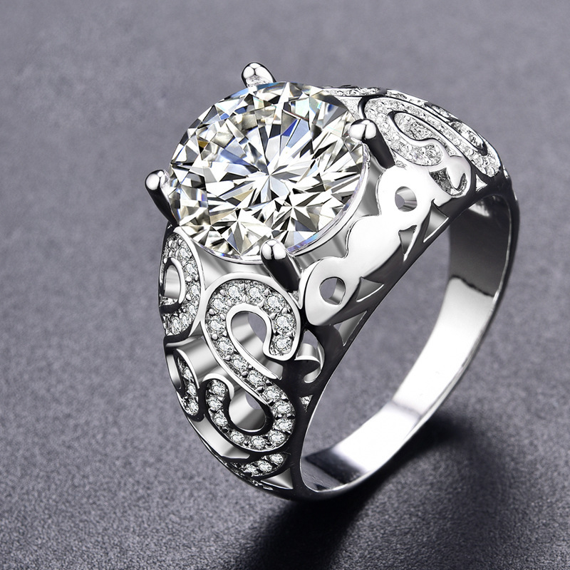 

Luxurious Micro Insert Ring Diamond Ring Decorative Pattern Hollow Out Ring Grace Court Engraved Designs Goddess Ornaments