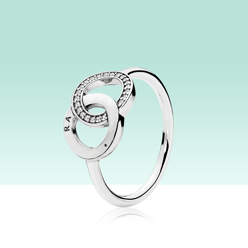 

925 Sterling Silver Circle Rings with Original logo box fit Pandora Women Wedding Engagement Jewelry Ring set