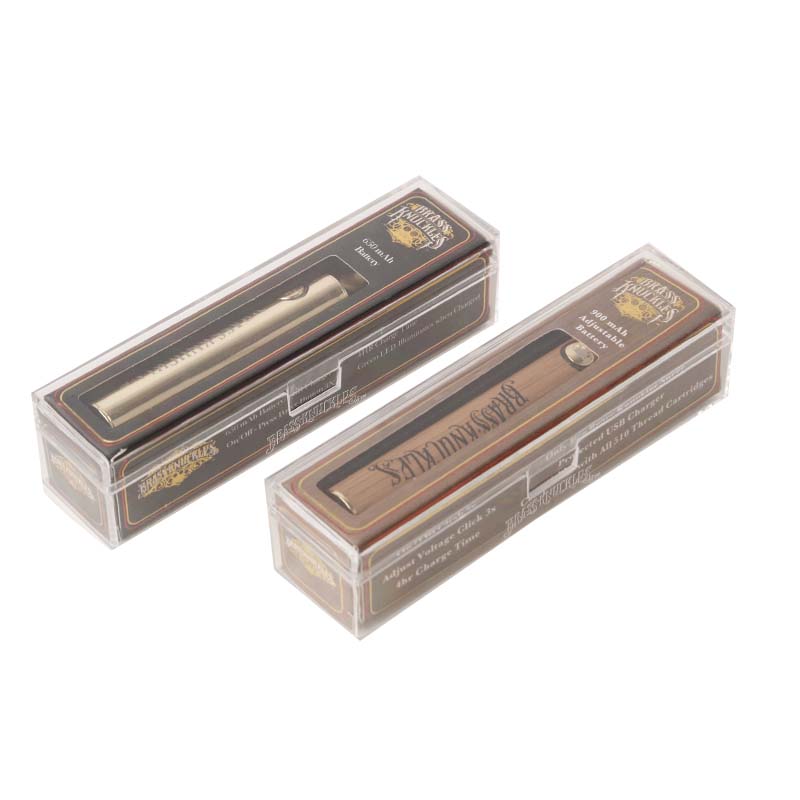 

Brass Knuckles Battery 650mAh Good 900mAh Wood SS Vape Pen Preheat VV Variable Voltage Usb Charger Battery For 510 Thick Oil Cartridge Tank