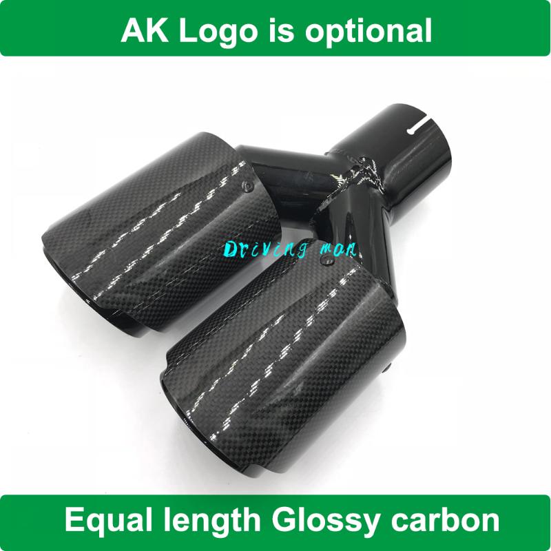 

Universal Equal Length Dual Glossy Black carbon fiber Stainless Steel exhaust tip exhaust pipe muffler Glossy Black Tip