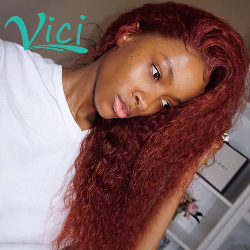 

Burgundy Lace Front Wig Curly Colored Human Hair Wigs 13x6 Wig 180 Density Pre Plucked With Baby Hair For Black Woman, #99j