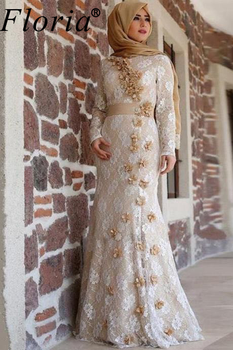 

Plus Size Muslim Formal Evening Dresses Long Arabic Flowers Evening Gowns Woman Party Night Dubai Couture Long Sleeves Robe, Purple